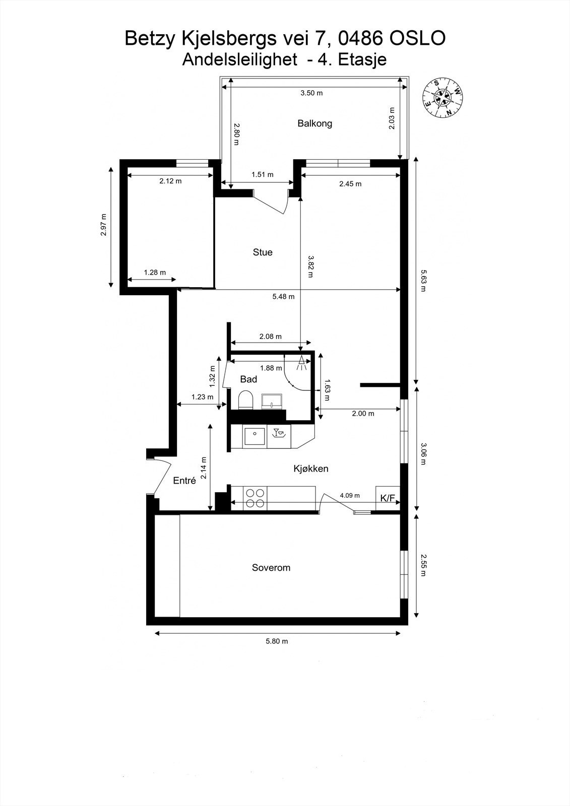 Leiligheten er opprinnelig en 3-roms, og kan enkelt tilbakeføres til dette om ønskelig ved å sette opp lettvegger (Alternativ plantegning) Galleribilde