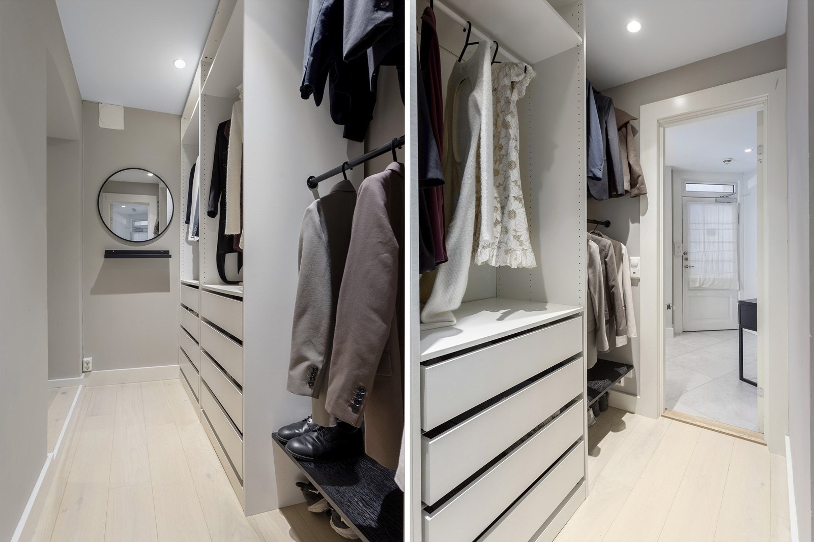 Praktisk walk-in med god plass til oppbevaring Galleribilde