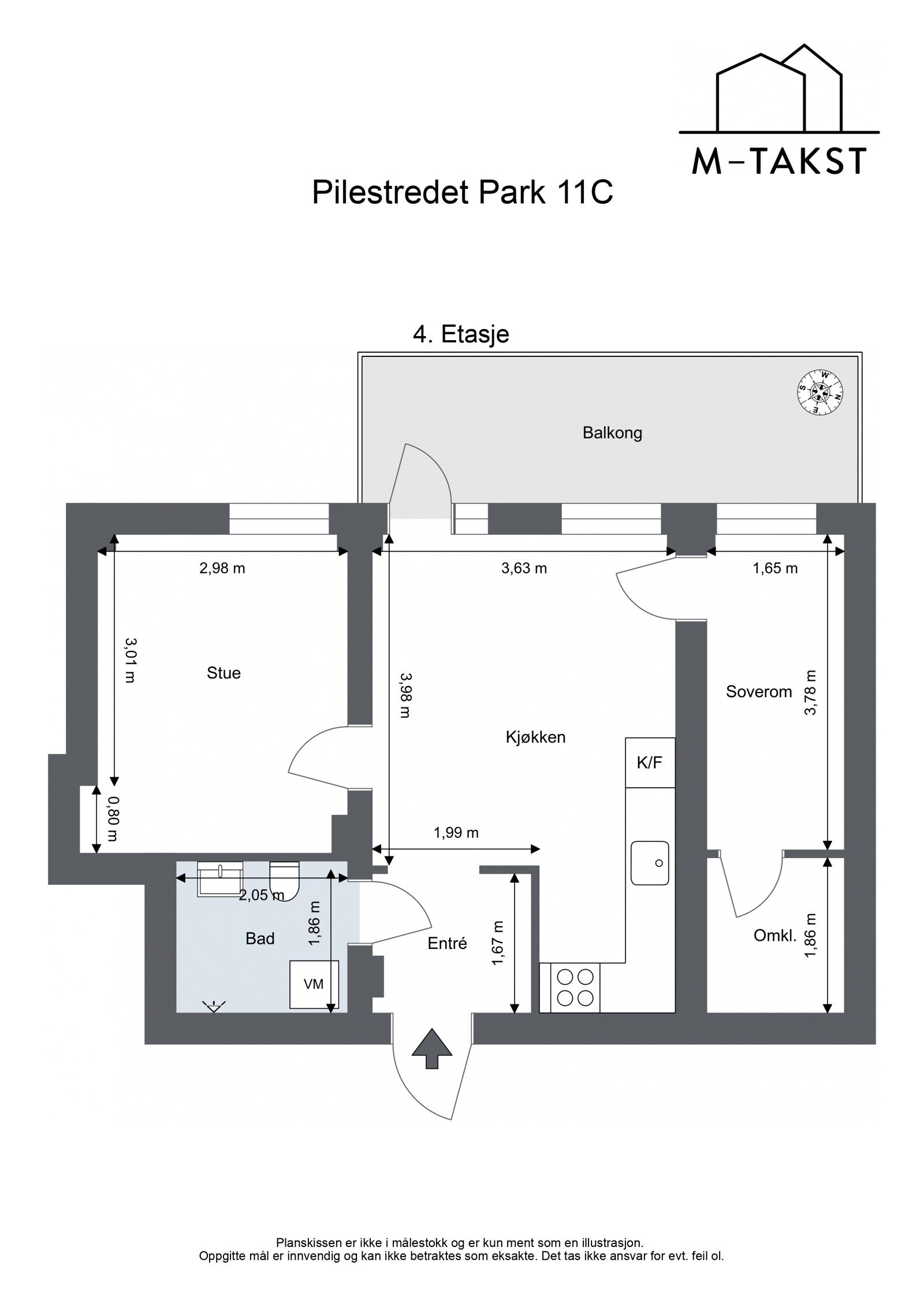 Pilestredet Park 11C - 4. Etasje. Veggen mot omkledningsrommet er lettvegg og kan tas ned, slik at sengen settes helt inn rommet Galleribilde