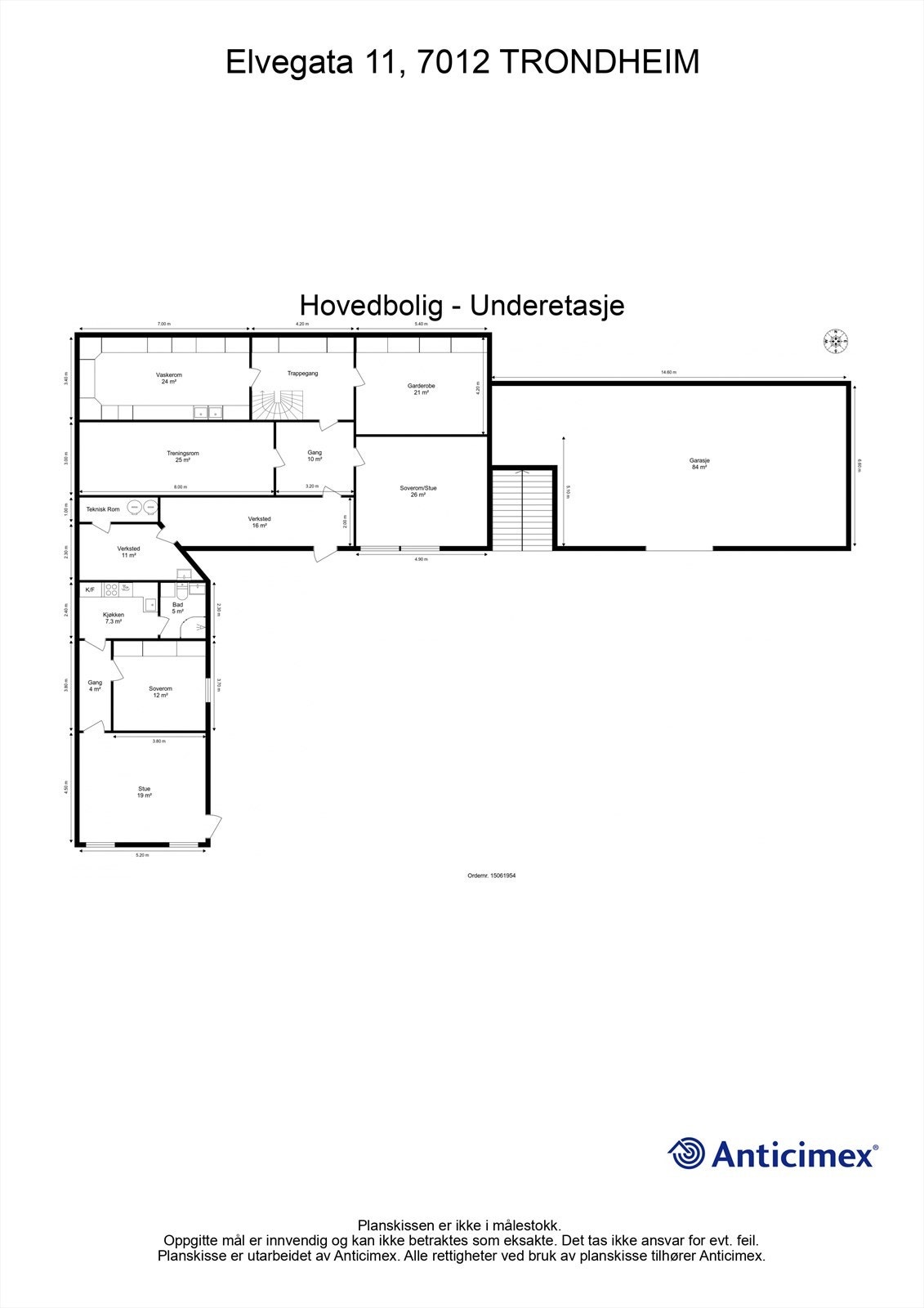 Planskisse, underetasje. Galleribilde