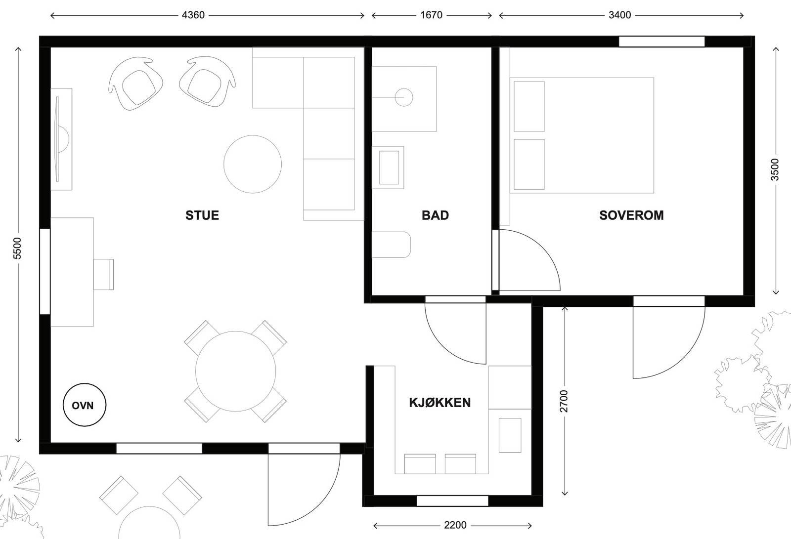 Plantegning - Gjestehuset
Avvik kan forekomme, og tegningen er ikke målbar. BRA kan ikke beregnes ved benytte tallene pà plantegningen. Galleribilde