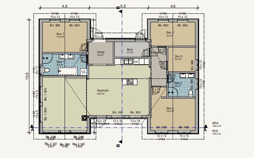 Plantegning Storeble 125 Galleribilde