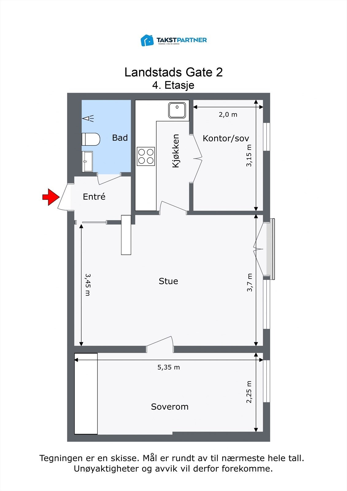 Målsatt plantegning: 3.etg Galleribilde