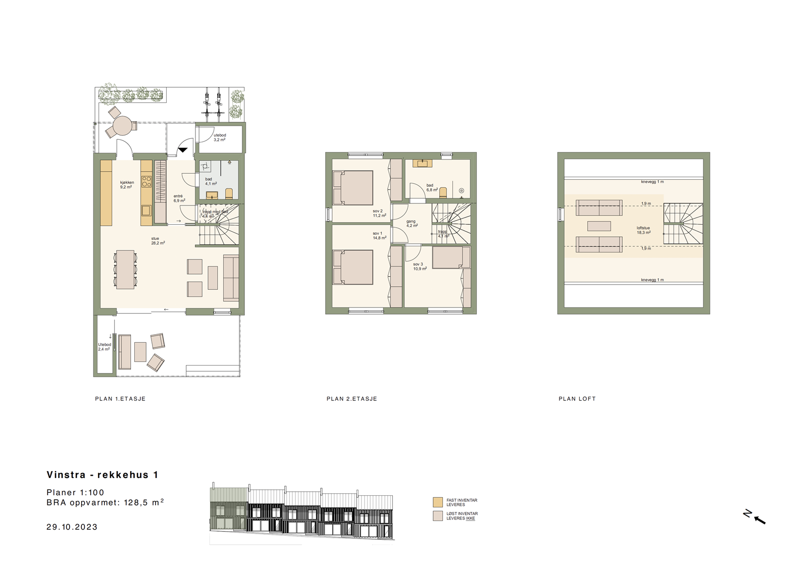 Plantegning for rekkehus nr. 1 Galleribilde