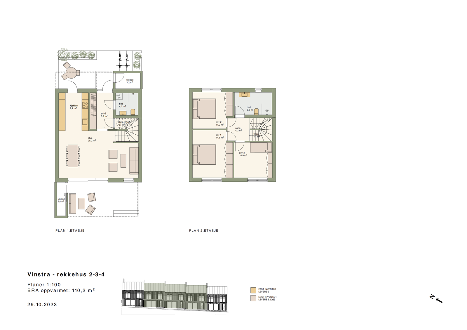 Plantegning - Rekkehus 3 Galleribilde