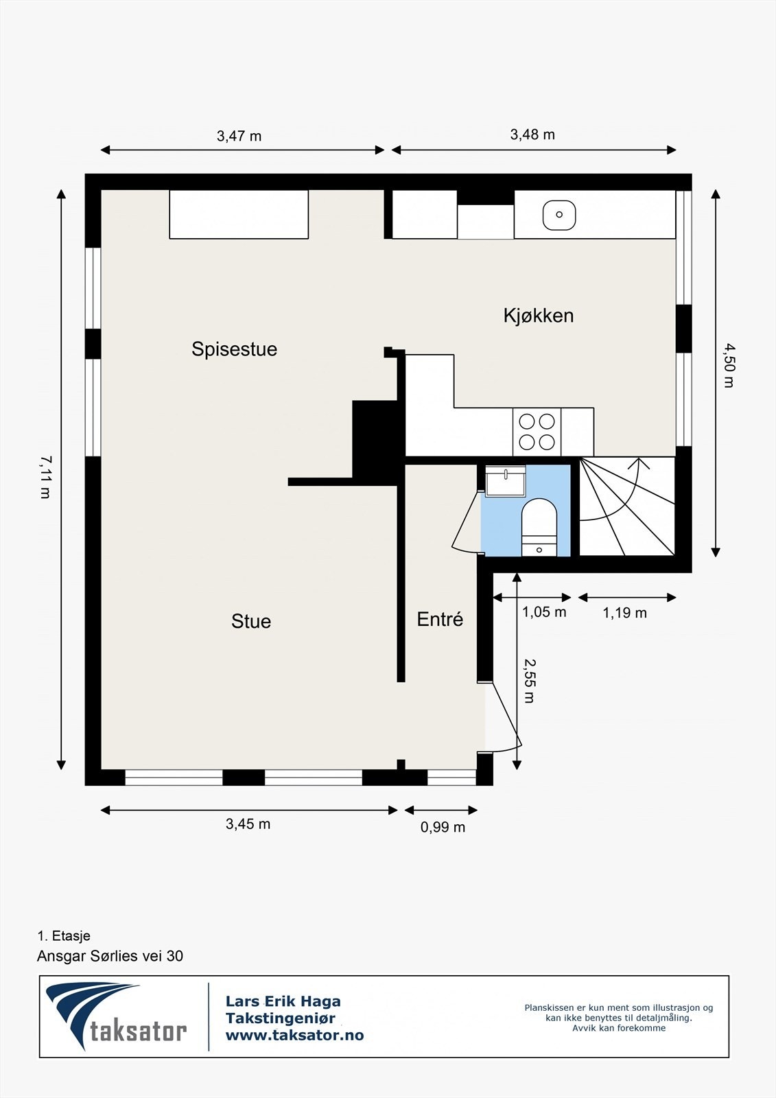 - Planskisse av 1. etasje fra takstmann - Galleribilde