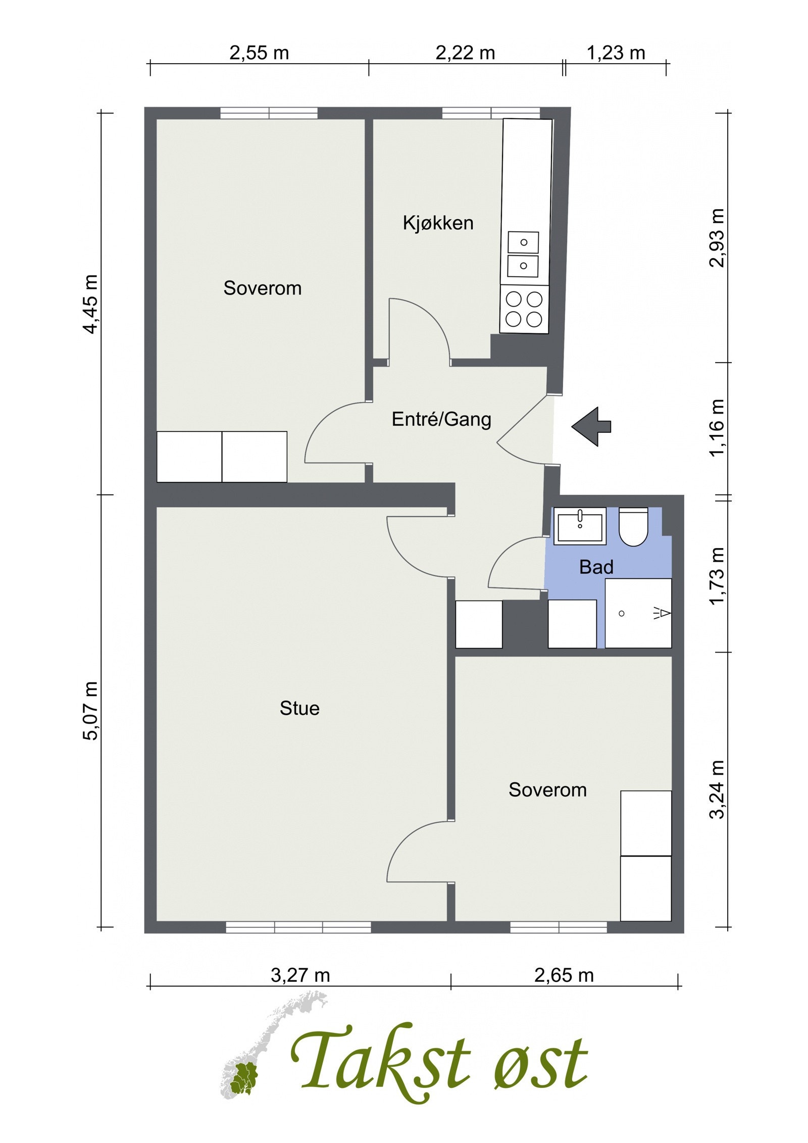 Plantegning. I tillegg medfølger det en kjellerbod på ca. 4,8 kvm. Galleribilde
