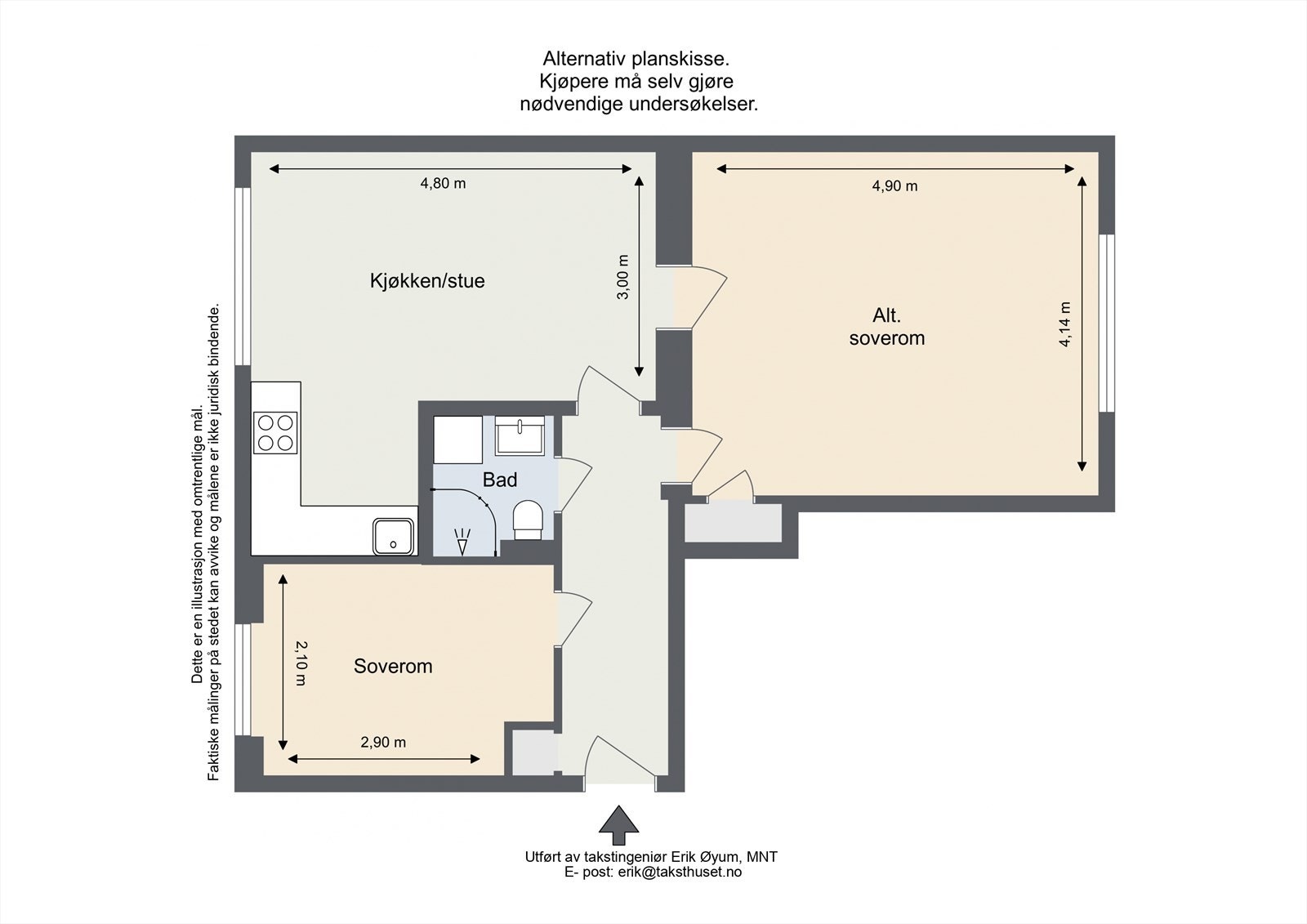 Alternativ planskisse med to soverom Galleribilde