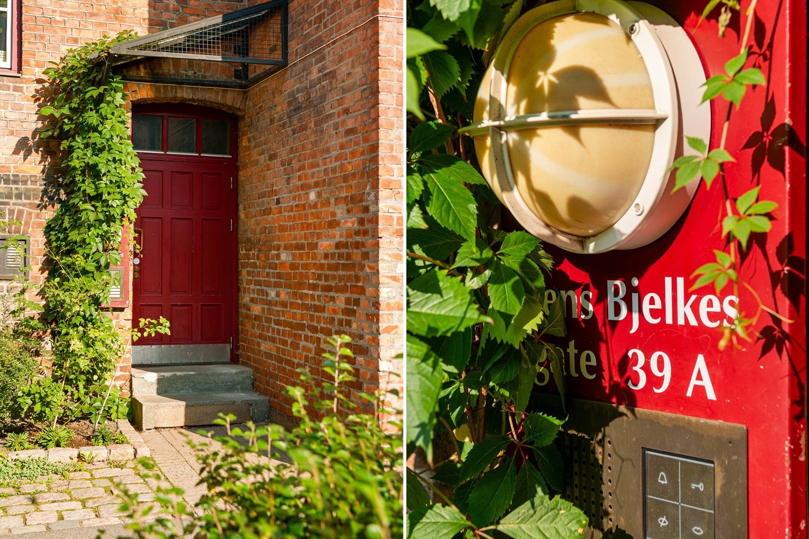 Allerede på vei inn til boligen skjønner man at dette er et borettslag utenom det vanlige. Med inngangsporten vendt rett mot Botanisk hage og en parkmessig opparbeidet bakgård, er de naturskjønne inntrykkene på vei til og fra boligen ikke til å unngå. Galleribilde