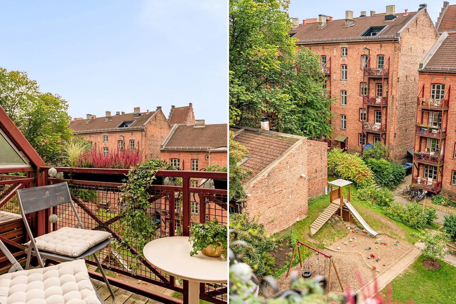 Her sitter du luftig og fritt med en fin utsikt over den fine bakgården. Galleribilde