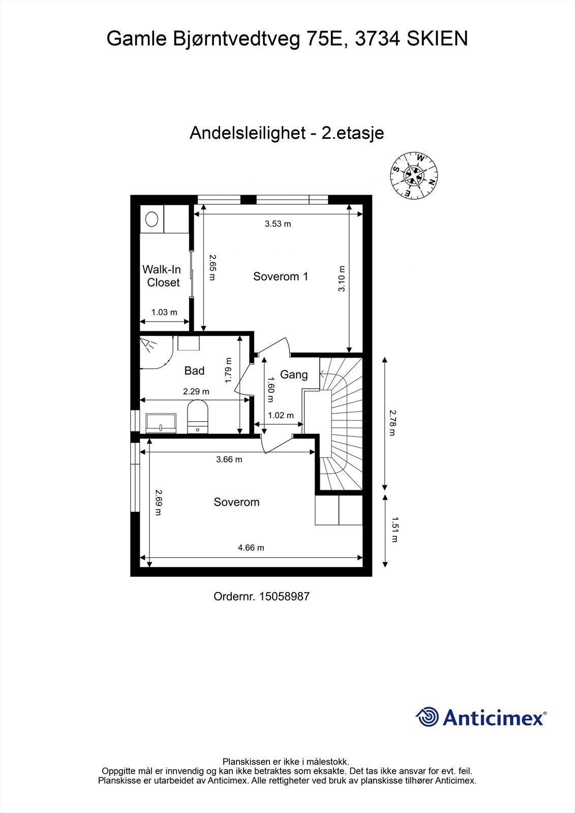 2.etg. Det var opprinnelig en bod ved siden av det ene soverommet, som nå er innlemmet. Innredning av bod til varig opphold er ikke godkjent. Se pkt. ferdigattest. Galleribilde