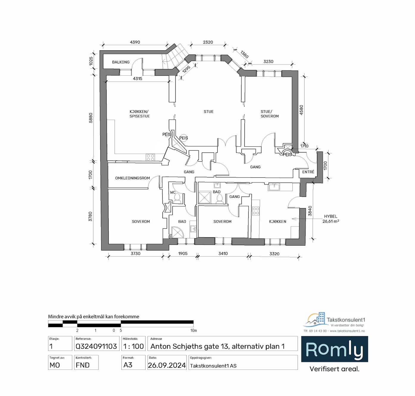 - Alternativ plantegning med kjøkken i stue, kjøper må undersøke om løsningen er gjennomførbar. Megler kan ikke stille noen garanti for det - Galleribilde