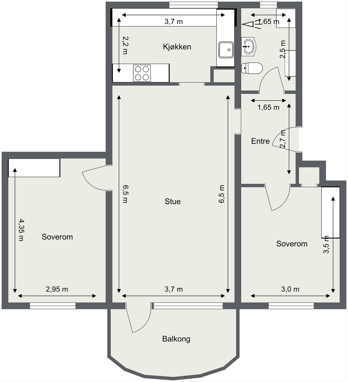 Romslig og praktisk planløsning. Galleribilde