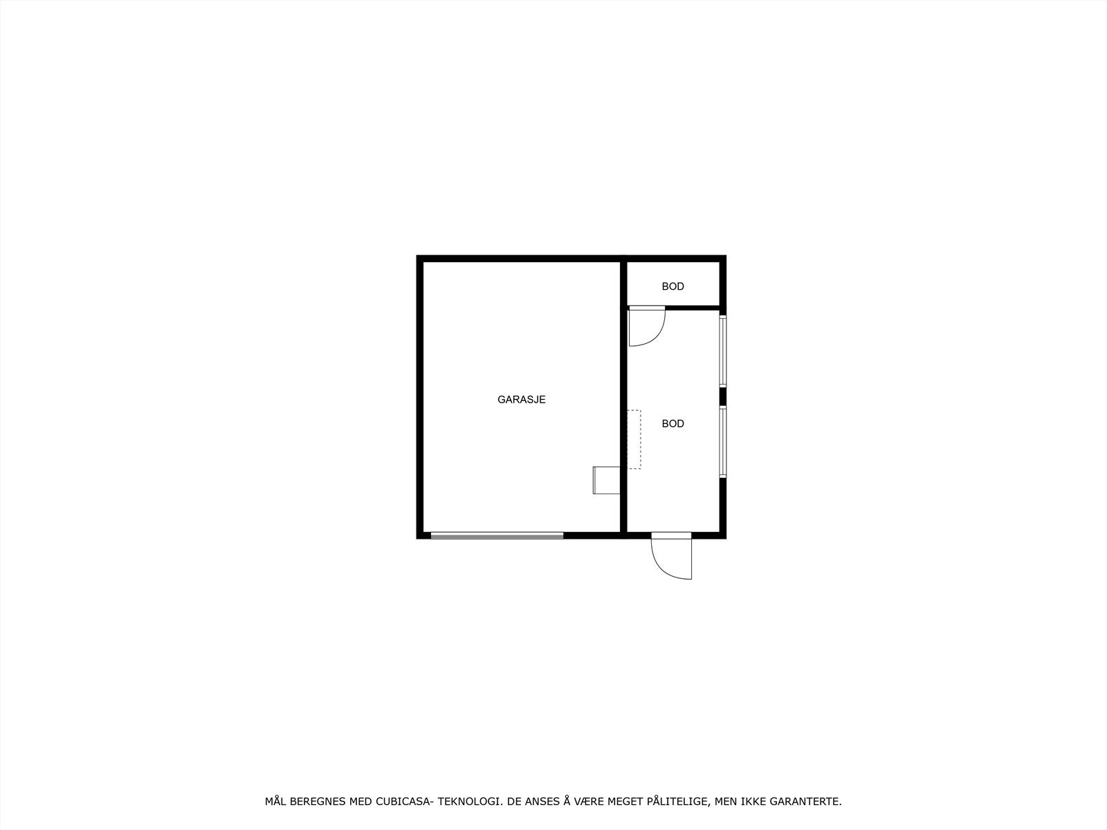 Plantegning av underetasjen i garasjebygget. Galleribilde