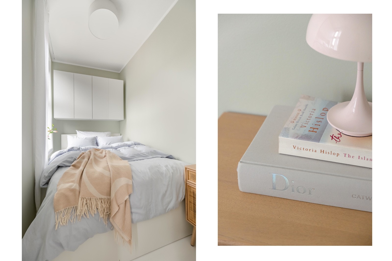 Veggskap over sengen sørger for god oppbevaring, i tillegg til garderobeskap i stue. Galleribilde