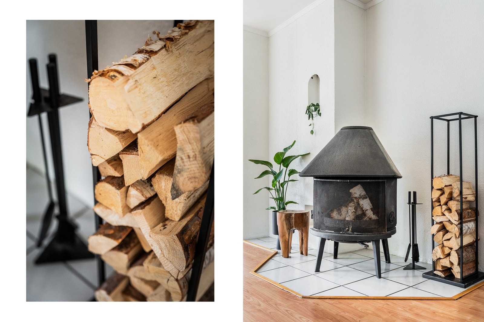 Ildstedet gir knitrende hygge i den kalde årstiden. Etasjen har også vannbåren gulvvarme. Galleribilde