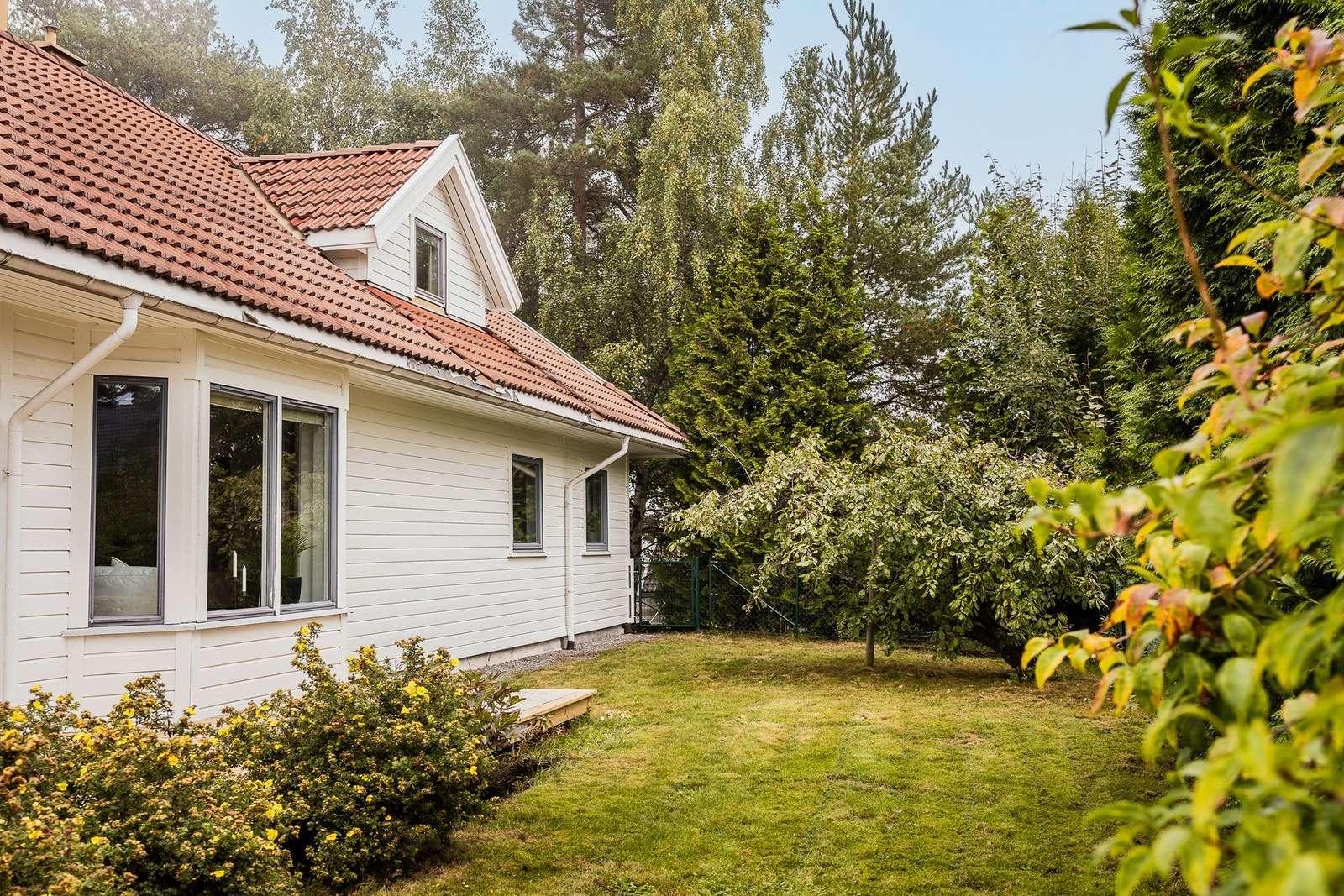 Hagen bugner av ulike vekster og fremstår som en skjermet oase om sommeren. Galleribilde