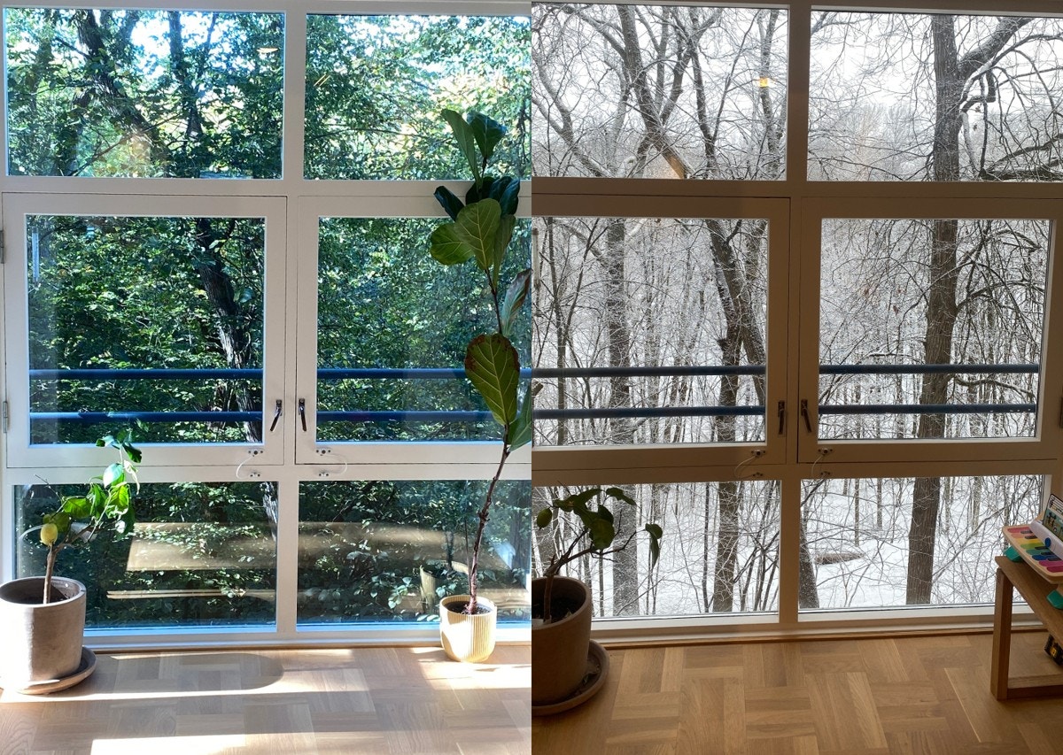 Fin utsikt fra stue gjennom alle årstider. Selgers bilde. Galleribilde