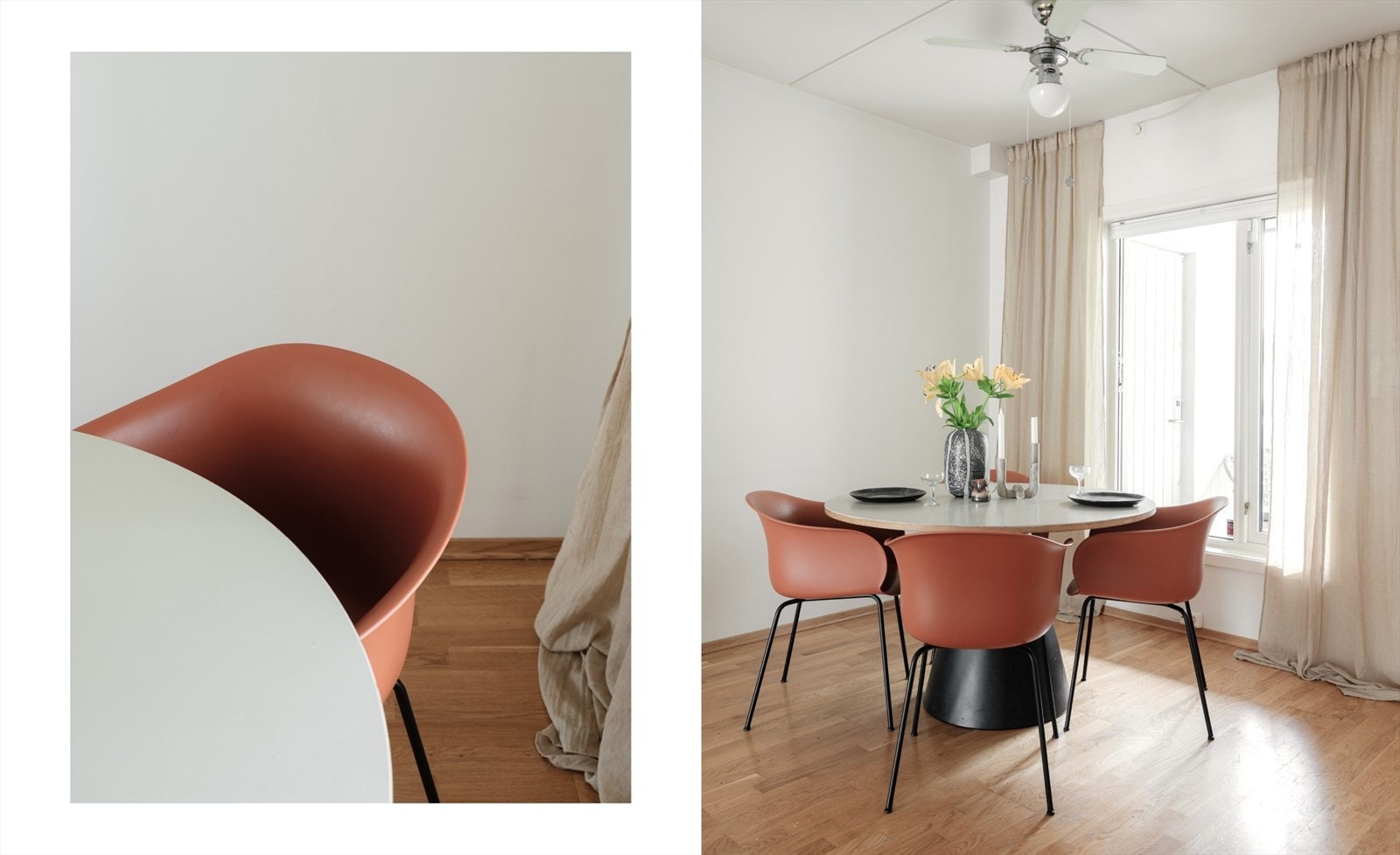 Spiseplassen rommer fint et stort spisebord med god plass for å invitere til sosiale sammenkomster. Galleribilde