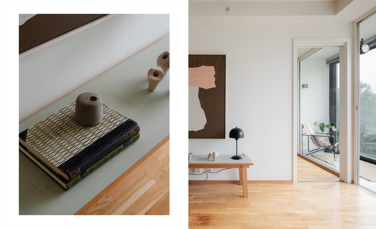 Syvedørene inn til leilighetens soverom gir en sømløs og flytende overgang mellom rommene, i likhet med balkongen. Galleribilde