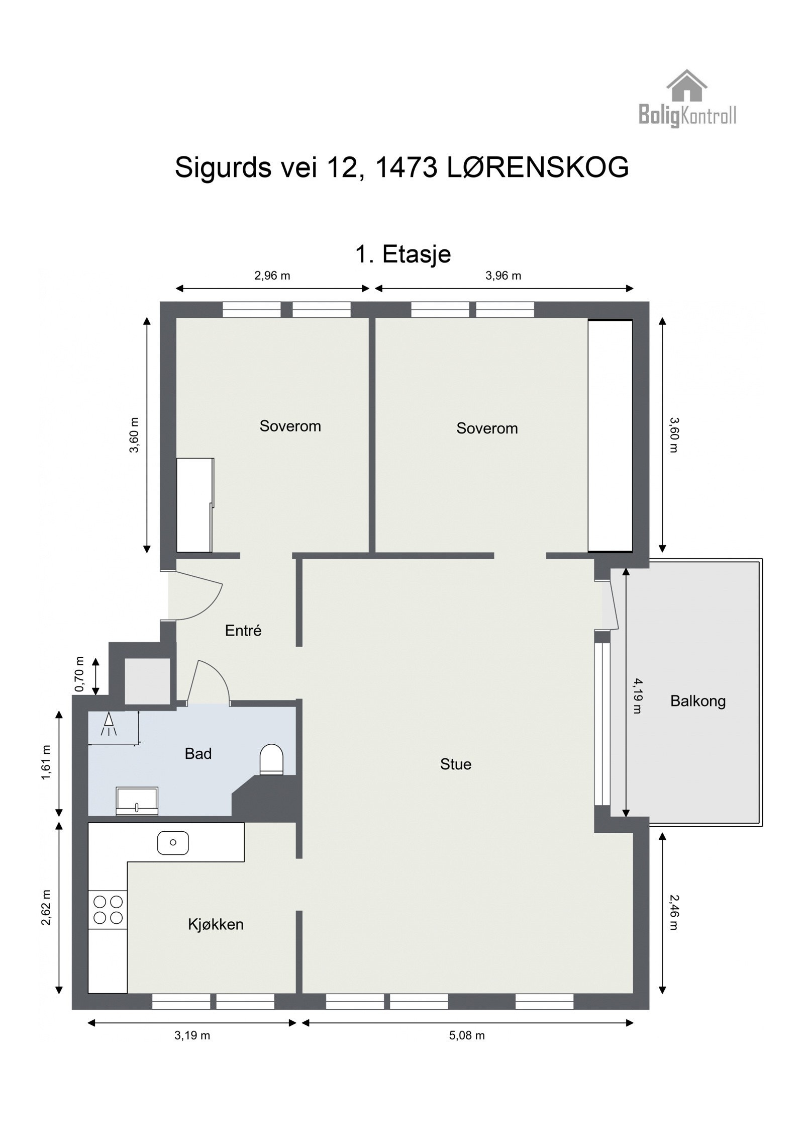Floorplan letterhead - Sigurds vei 12, 1473 LØRENSKOG - 1. Etasje - 2D Floor Plan Galleribilde