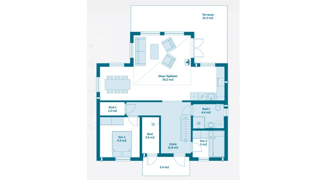 Planløsning 1. etg, Polar 88 Galleribilde
