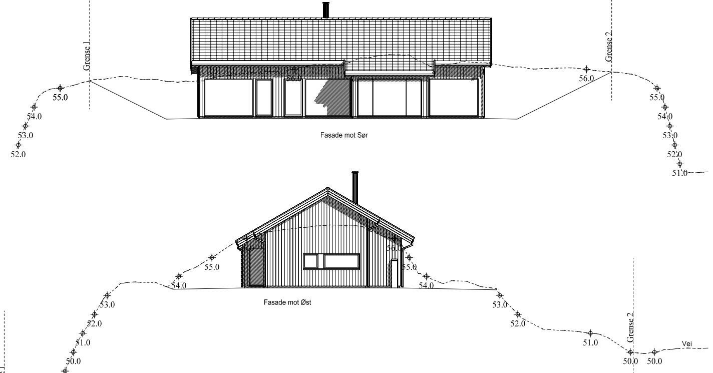 Fasade sør og øst Hytte Oddsfjell Galleribilde