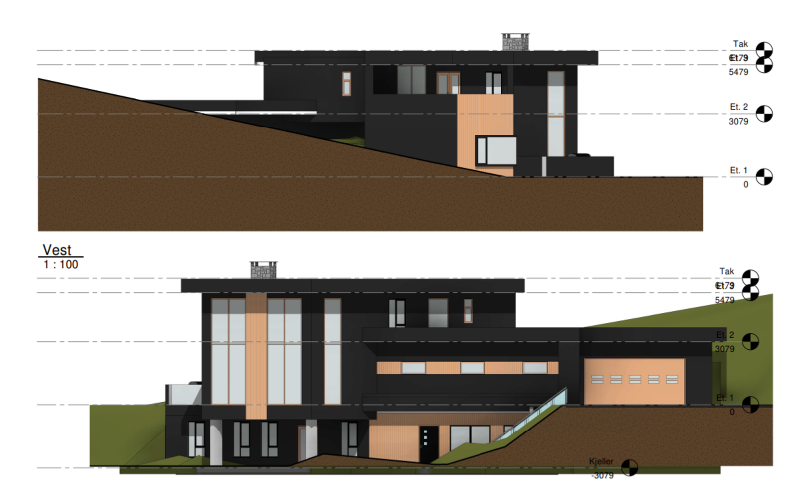 Illustrasjon. Her kan man se hvordan boligen er plassert i terrenget. Galleribilde