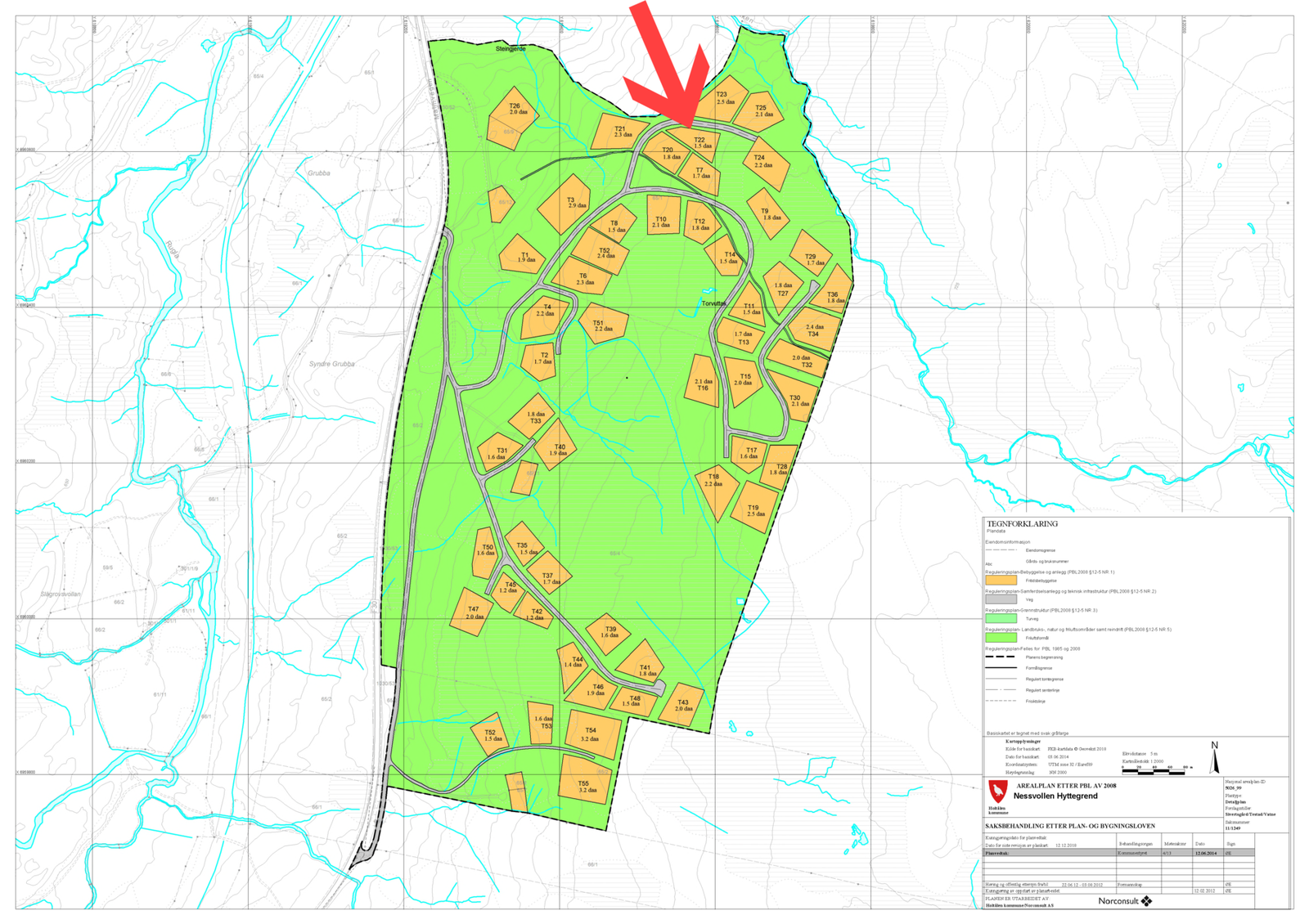 Tomtekart med tomt markert Galleribilde