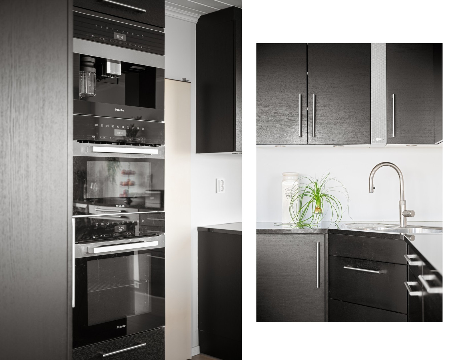 .. kjøleskuffer, og selvfølgelig oppvaskmaskin, micro, stekeovn og platetopp - av kvalitetsmerkene Miele, AEG, Kitchen Aid og Domestic Galleribilde