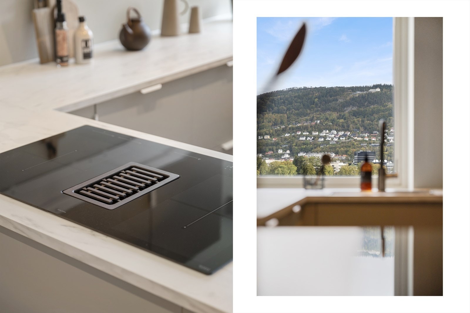 Moderne platetopp med integrert ventilator. Galleribilde