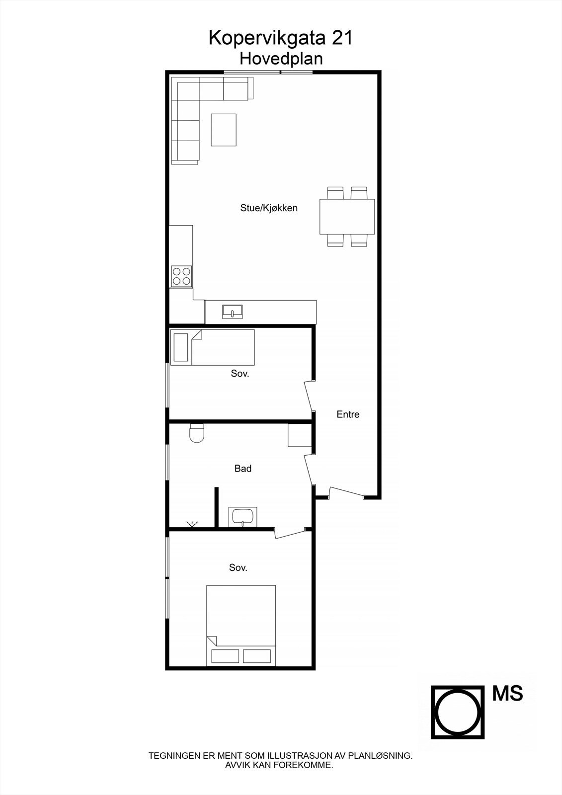 Floorplan letterhead - Kopervikgata 21 - Hovedplan - 2D Floor Plan Galleribilde