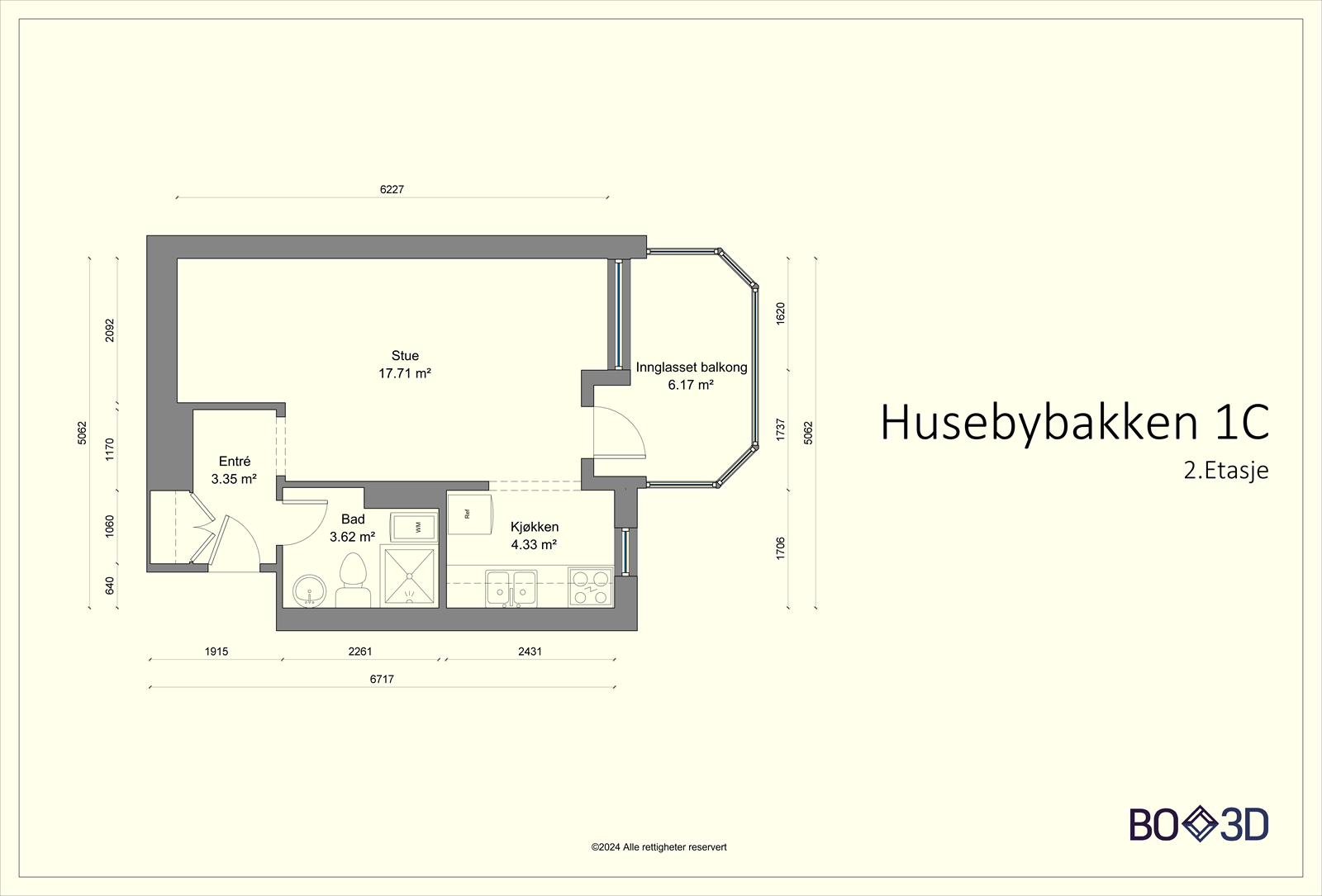 Boligen ligger i byggets 2. etasje Galleribilde