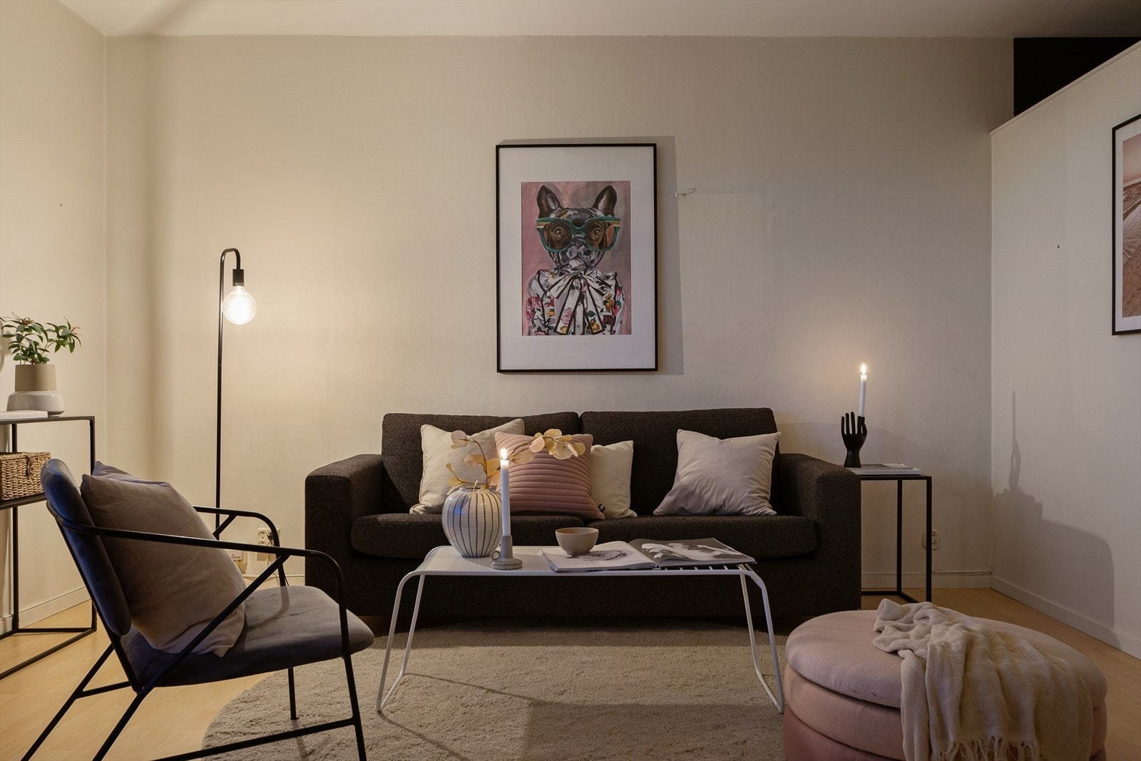 Fra sofakroken kan du kose deg med en god bok eller en spennende film, samtidig som at du har et fint utsyn. Galleribilde