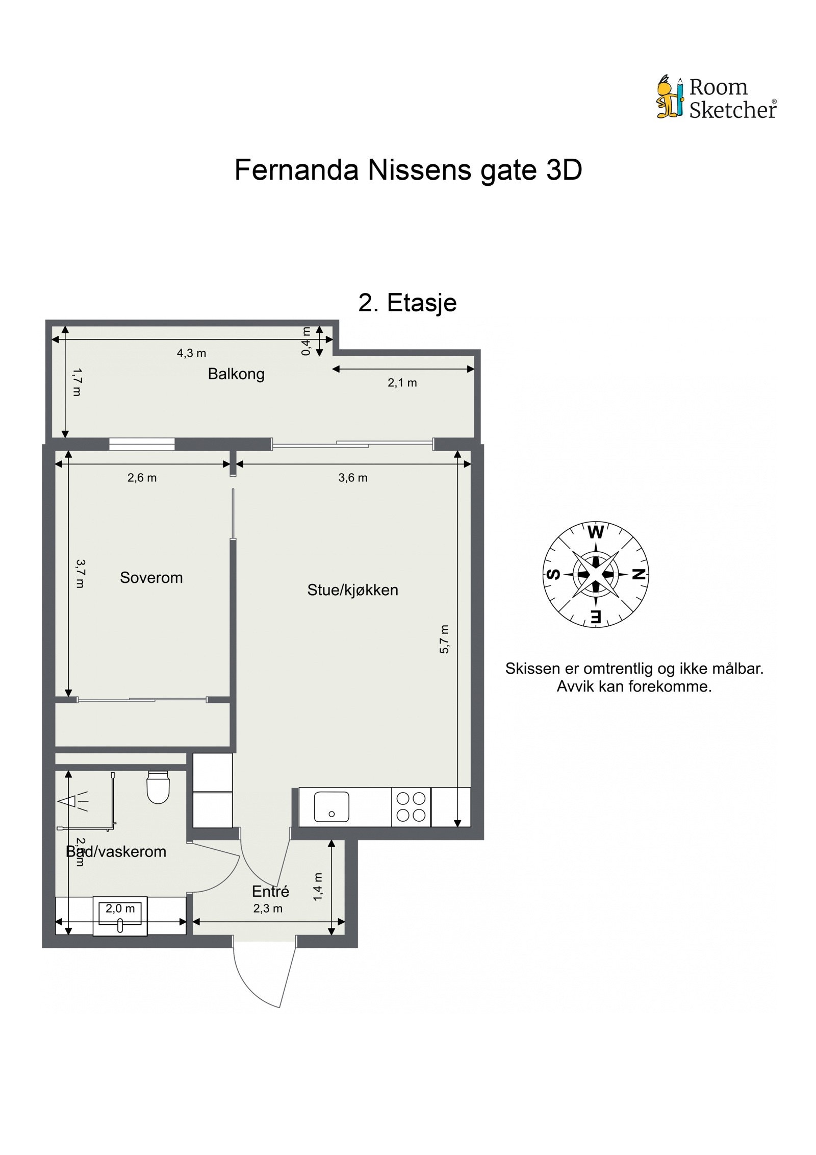 2. etasje med heis - plantegning Galleribilde