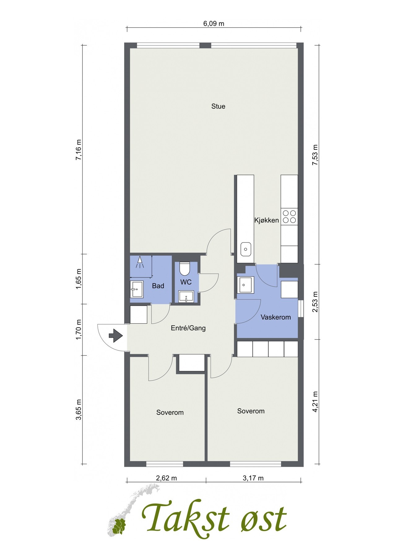 Plantegning - 8etg - I kjelleren er det bod på 5,6kvm Galleribilde