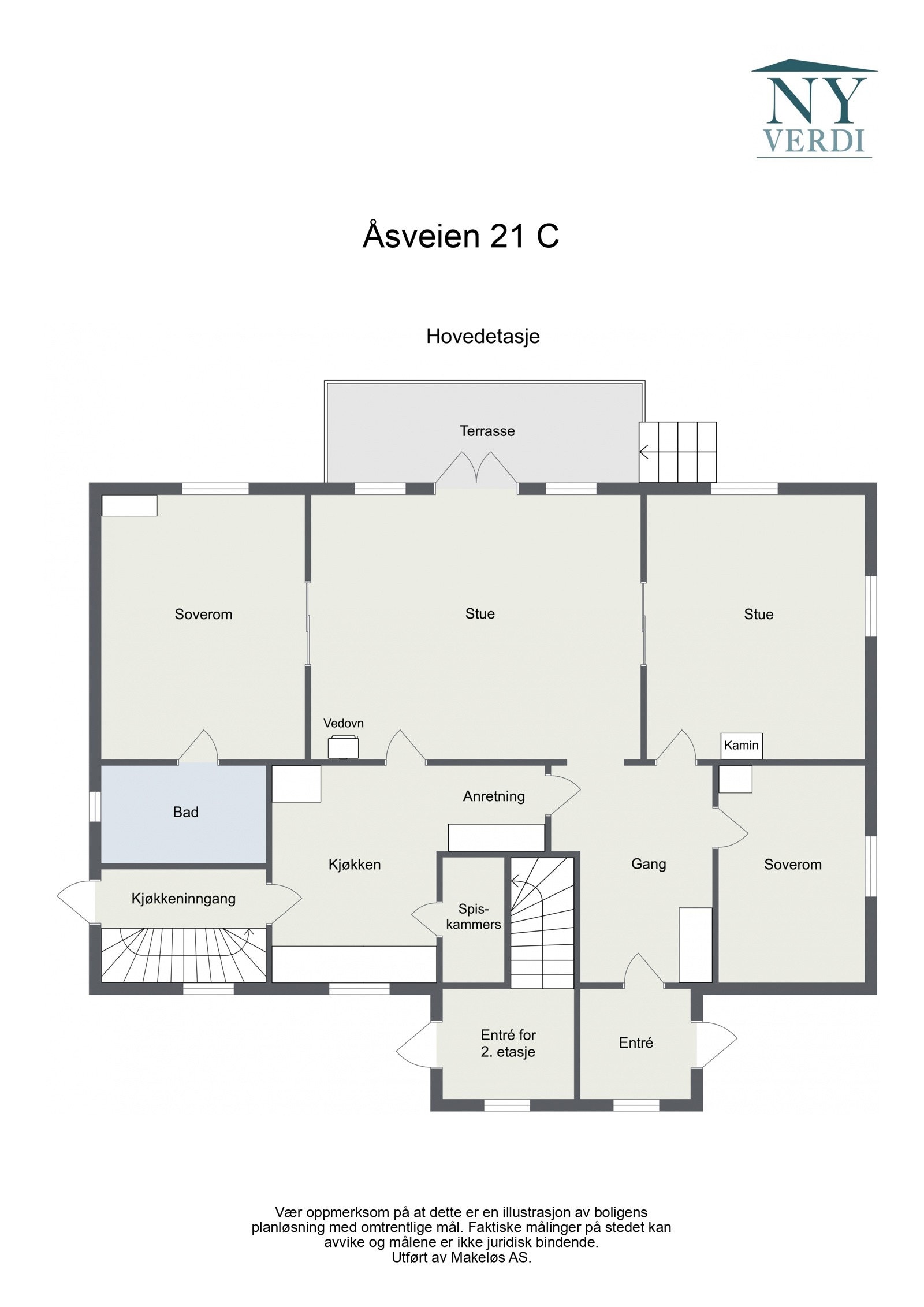 Plantegning hovedetasje Galleribilde