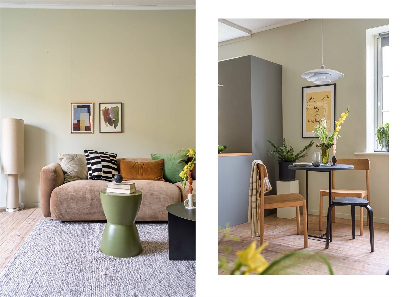 Stuen er lett å møblere, og du har godt med rom til både spisestue og sofamøblement. Galleribilde