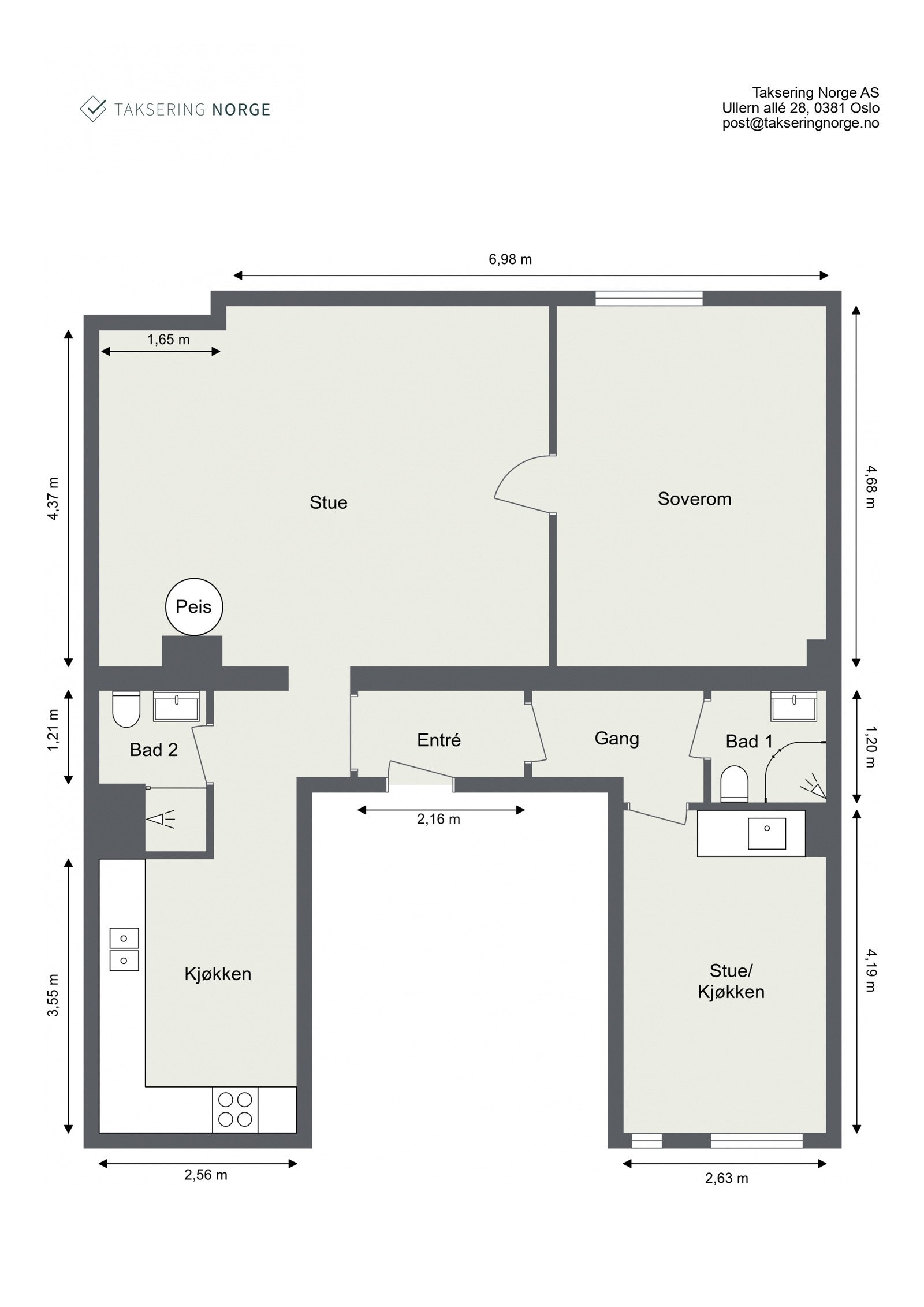Leiligheten har en svært god planløsning med separat kjøkken. Mulighet til å flyttet kjøkkenet til stuen, for å få et ekstra soverom. Boligen har en nyoppusset hybeldel, som gir skattefrie inntekter på ca. 11 900,- i mnd iflg. selger. Galleribilde