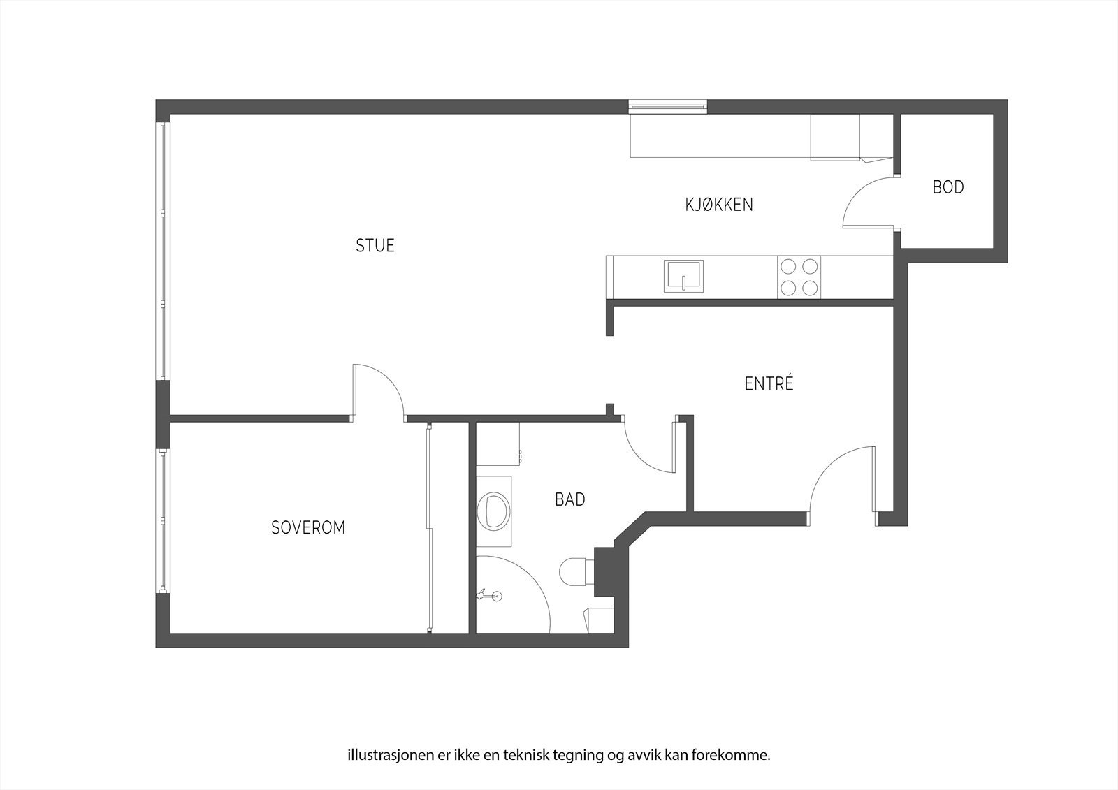 - Leiligheten har totalt primærrom på 62 m². I tillegg disponerer leiligheten en ekstern bod - Galleribilde
