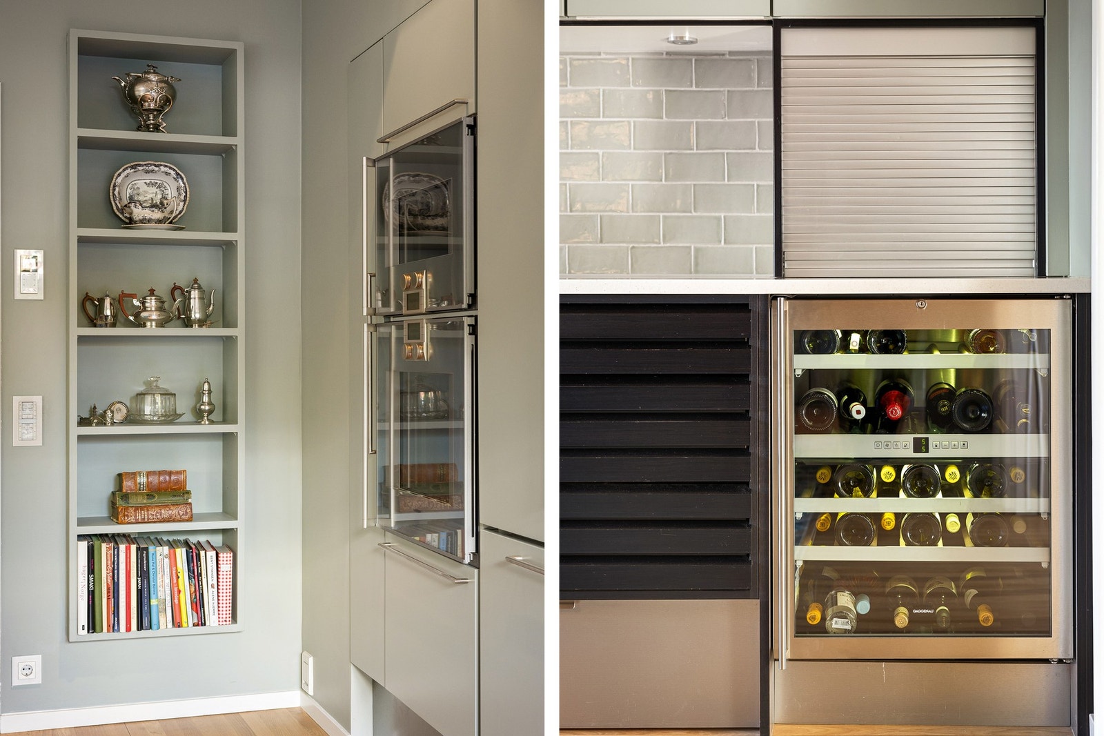 Kjøkken er av høy kvalitet med integrert vinskap og snekkertilpassede løsninger Galleribilde