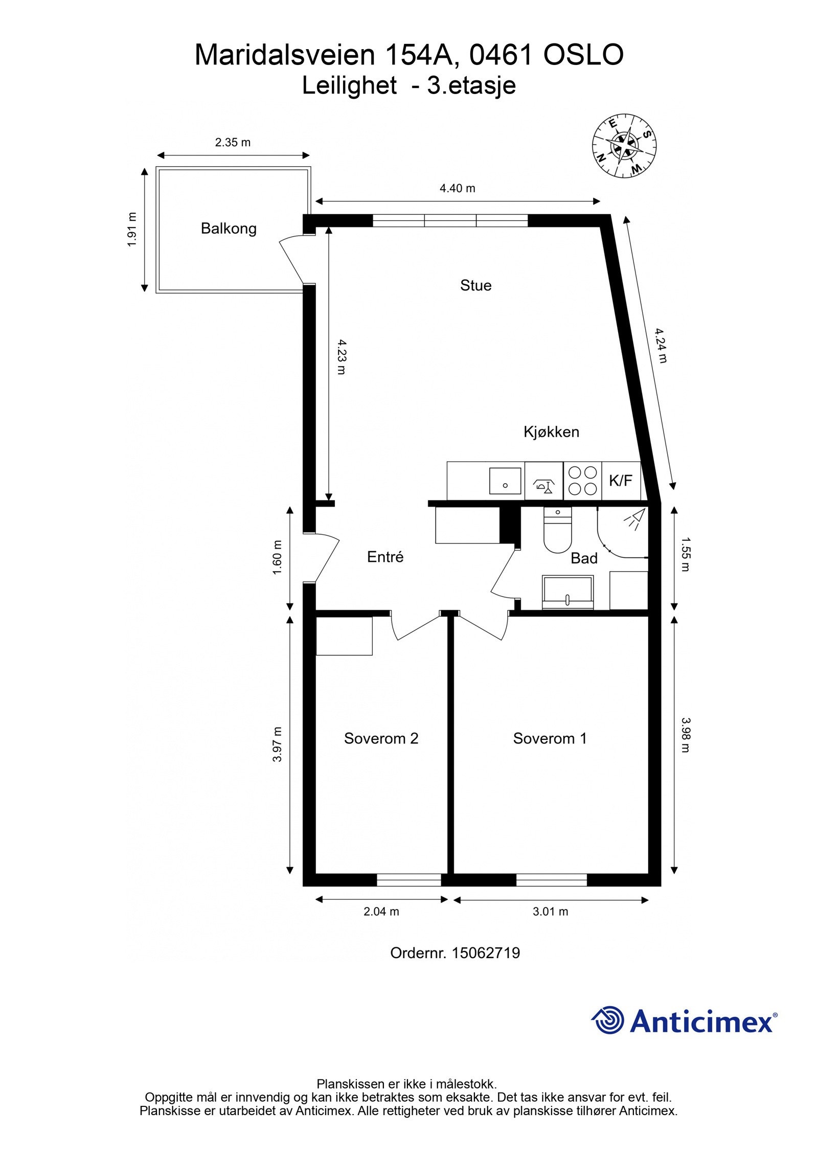 Målsatt plantegning Galleribilde