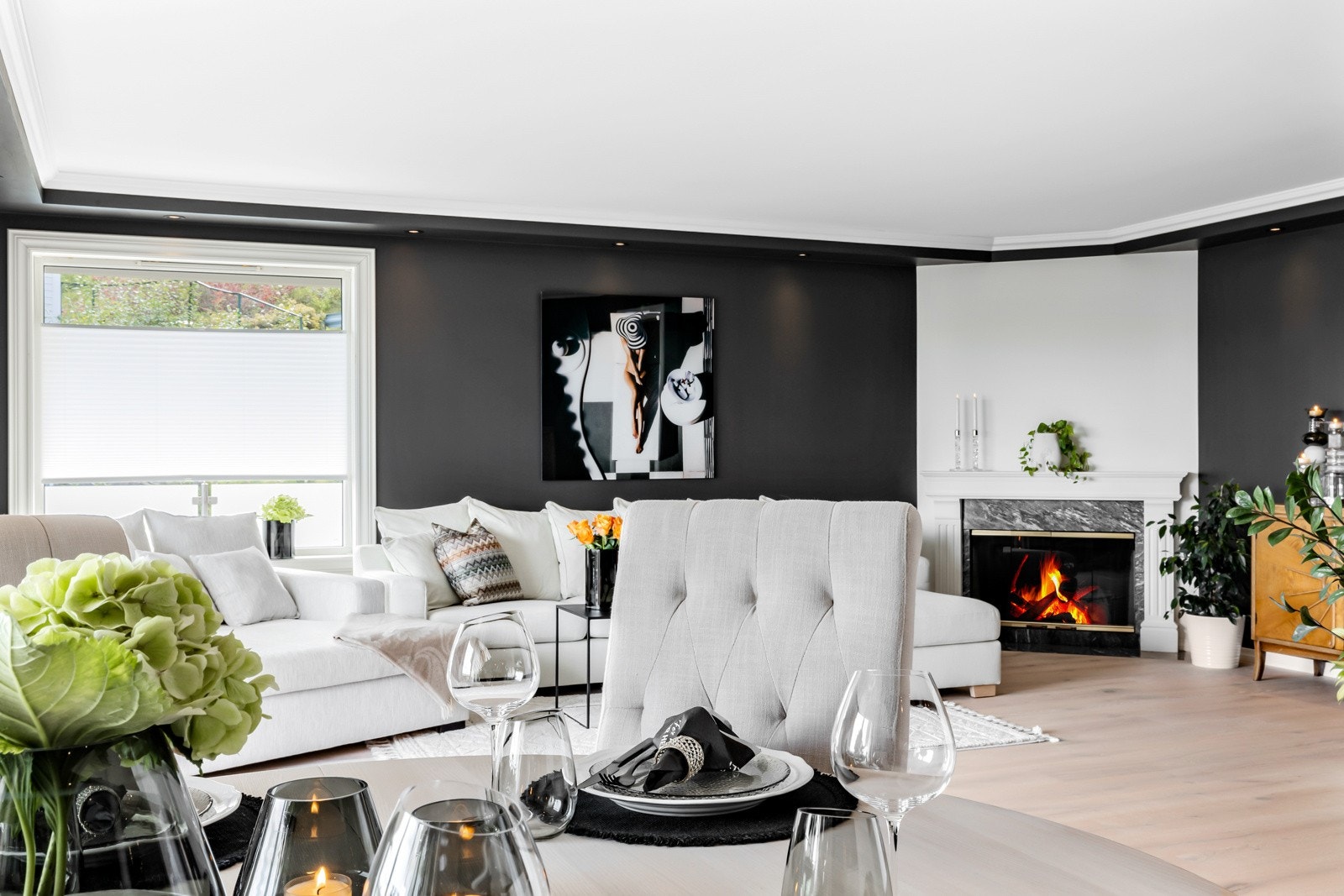 Stue med peis Galleribilde