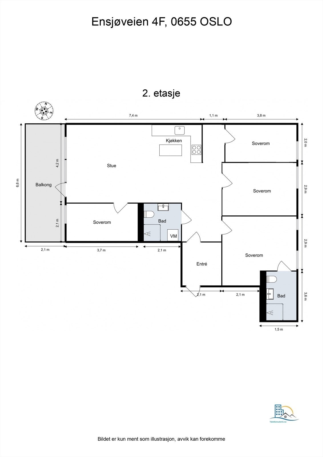 Alternativ plantegning - 4 soverom Galleribilde