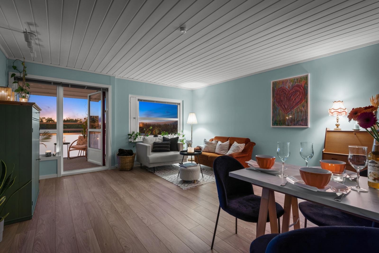 Kveldsstemning i stuen Galleribilde