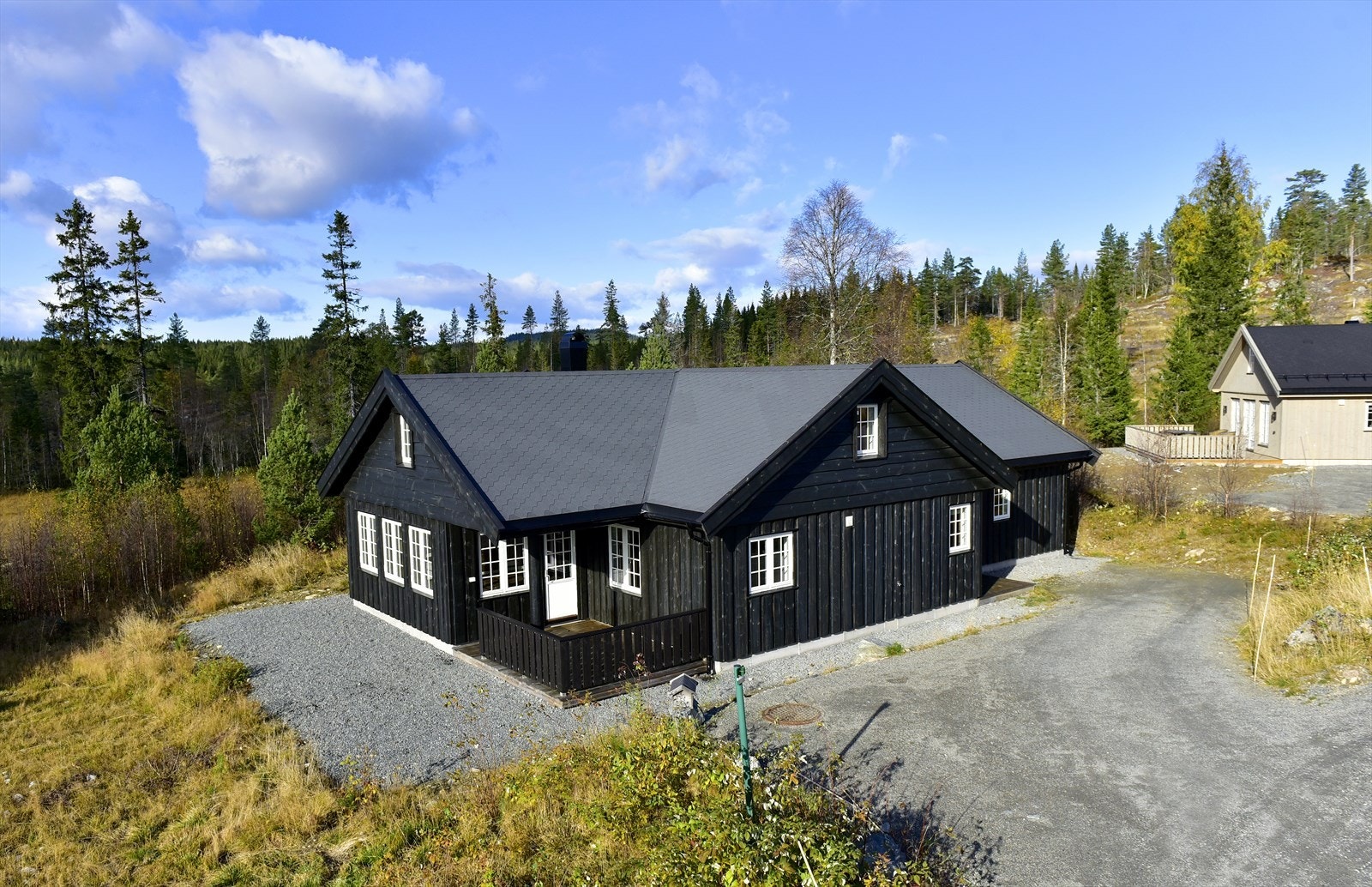 Hytta er stor og svært innholdsrik m/egen "gjesteleilighet" i hytta, to hemser, to kjøkken, tre bad, to stuer m.m. Galleribilde