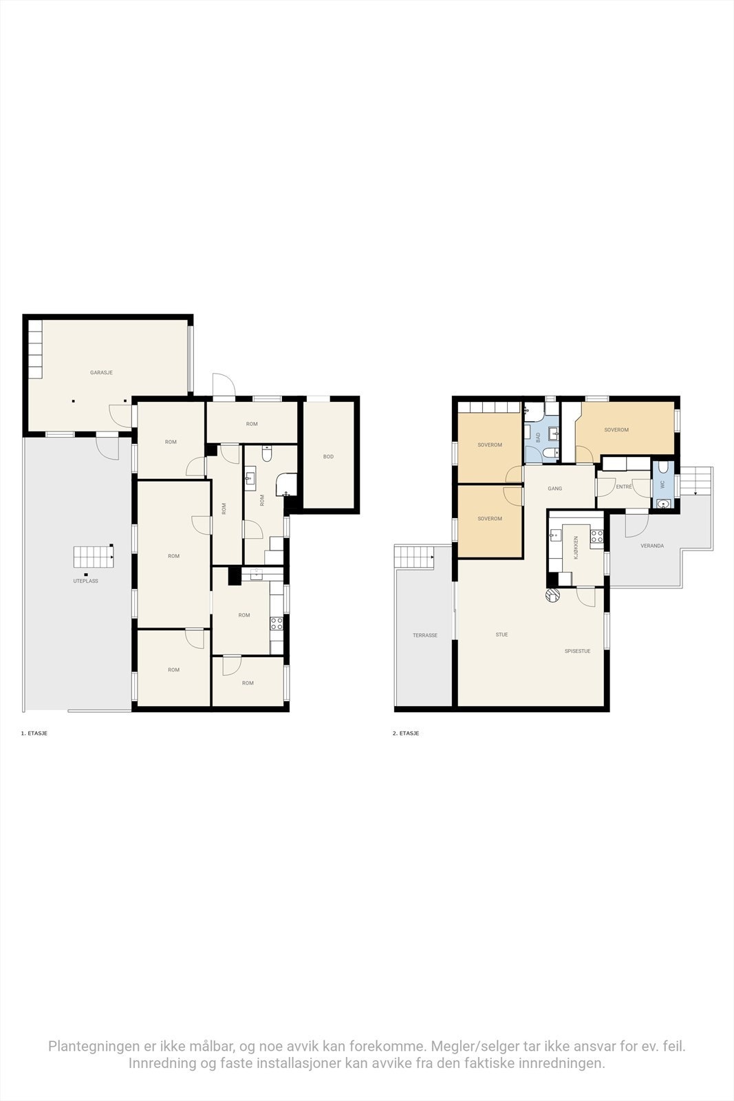 Plantegning for begge etasjene. Galleribilde