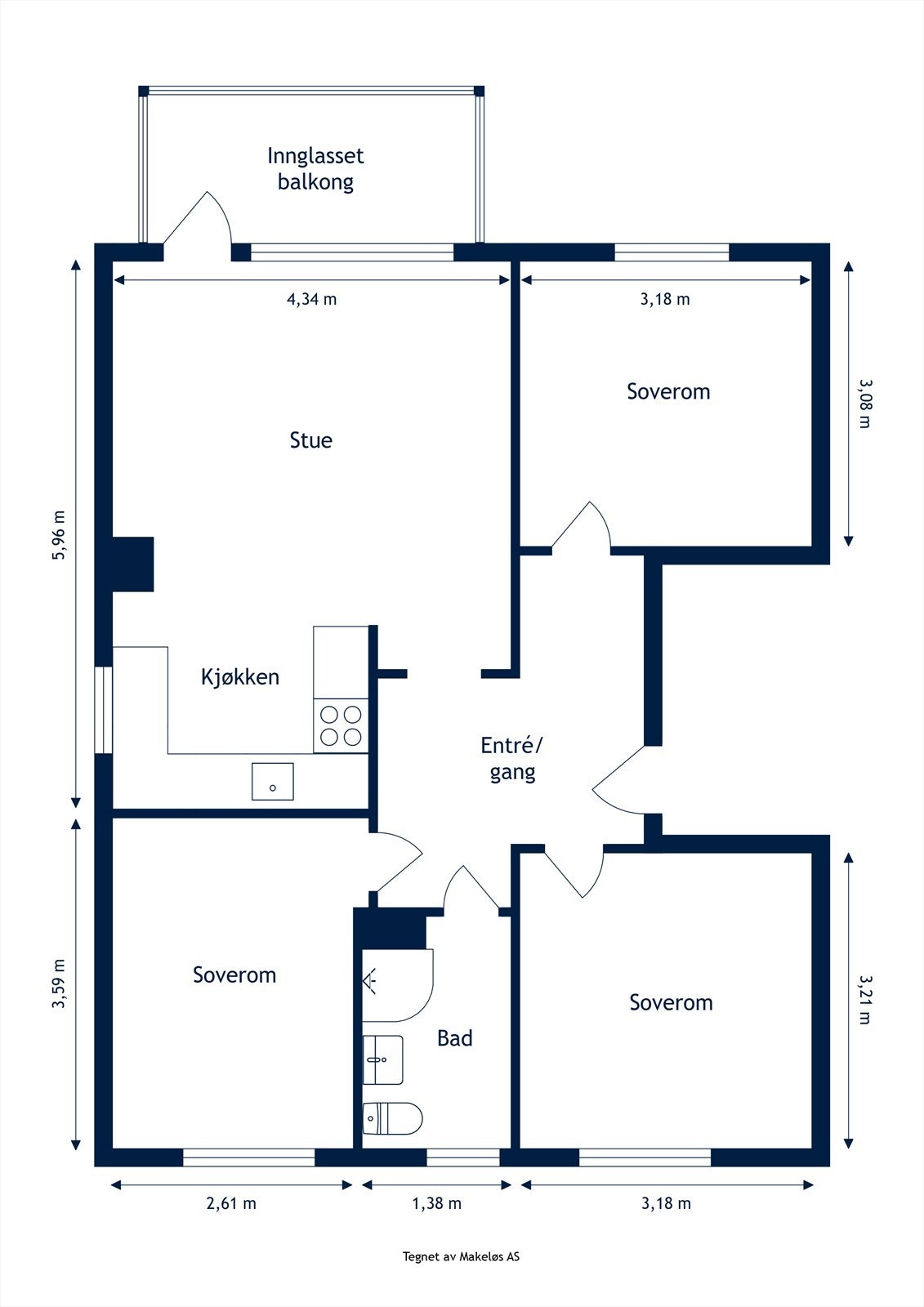 Plantegning | Karl Staaffs vei 80 | 3. etasje Galleribilde