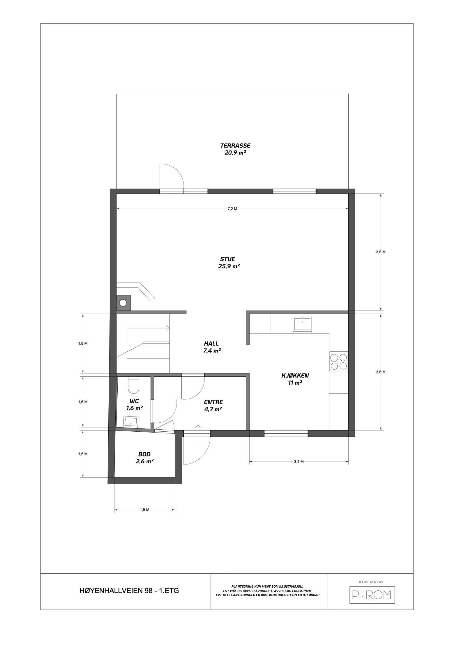 Første etasje er hjerte av huset, og byr på gode store rom, samt utgang til terrasse og hage. Galleribilde