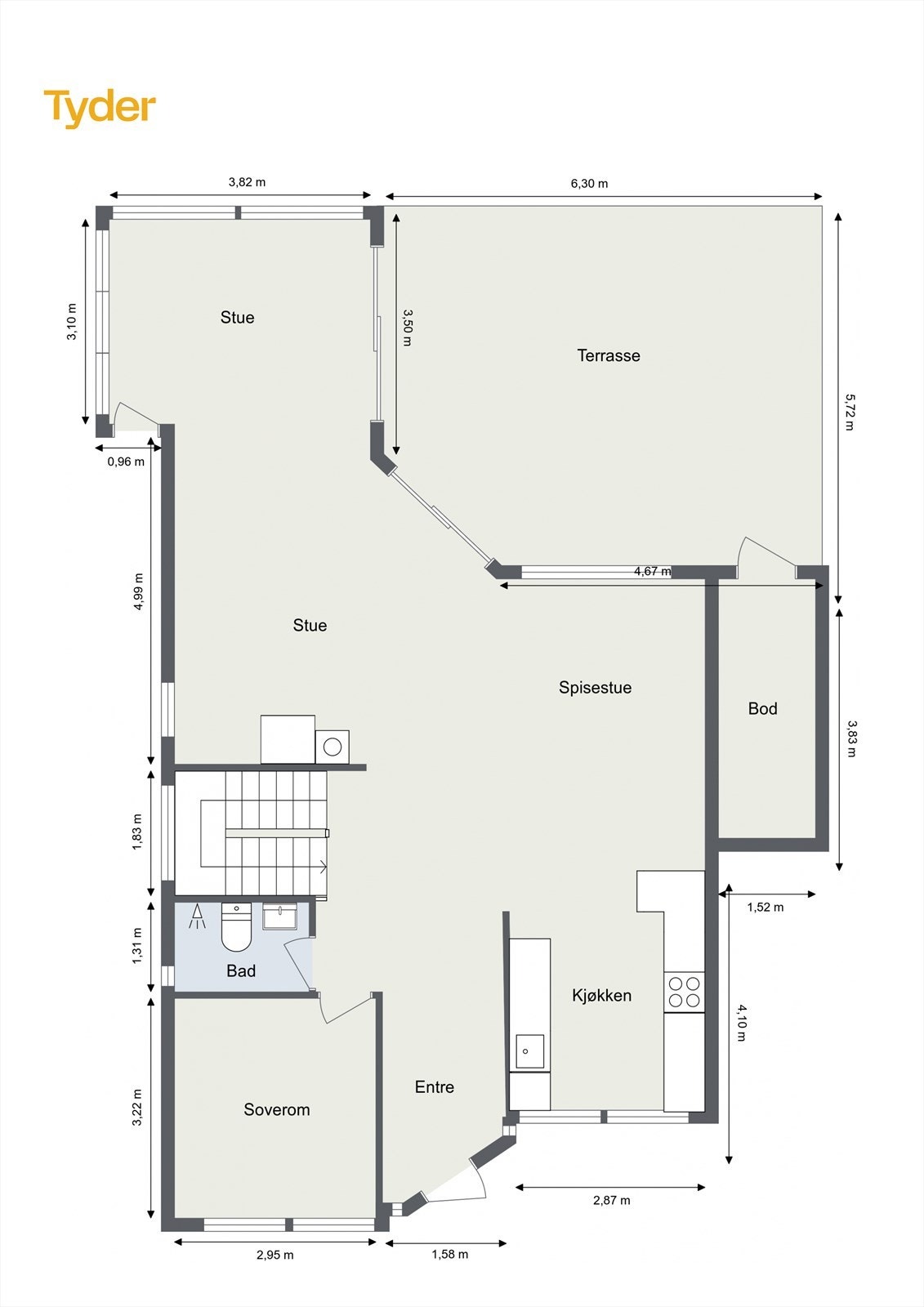 Plantegning 1. etasje Galleribilde